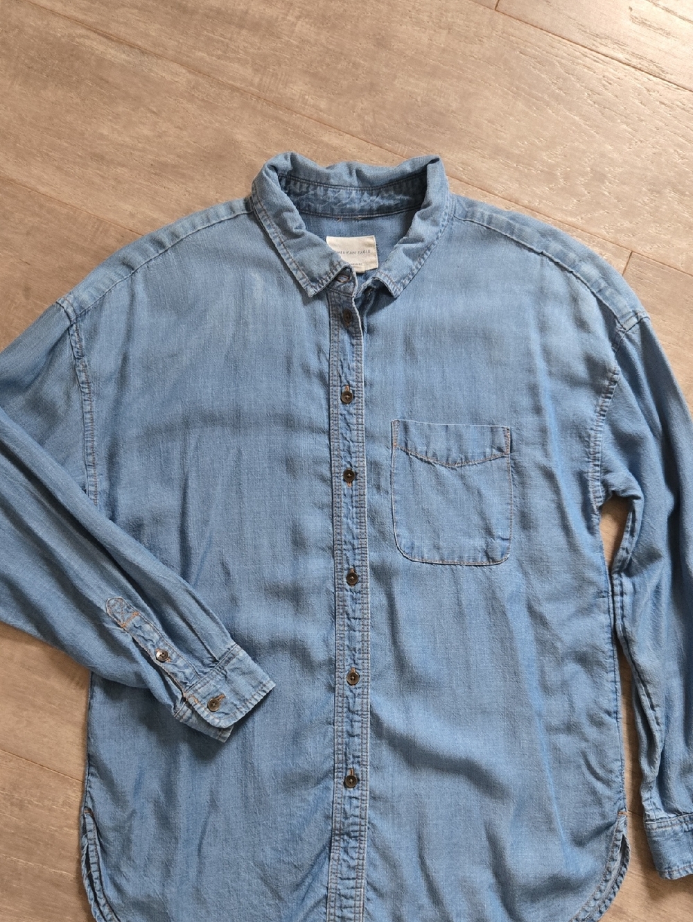 American Eagle Oversized Chambray Button Down Shirt